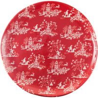 red white santa hand drawn salad plate