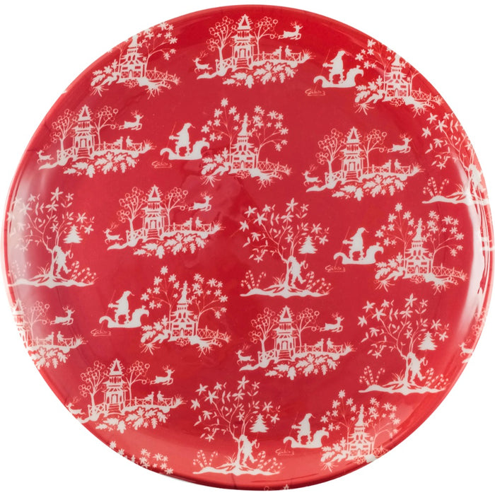 red white santa hand drawn salad plate