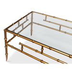 rectangle glass coffee table gold faux bamboo