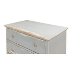 pine wood light gray white natural distressed finish 3-drawers