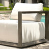 outdoor lounge chair upholstered fabric weathered gray frame