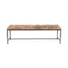 bench iron open base tan hair hide cushion