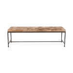 bench iron open base tan hair hide cushion