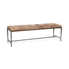 bench iron open base tan hair hide cushion