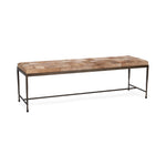 bench iron open base tan hair hide cushion