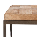 bench iron open base tan hair hide cushion