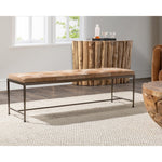 bench iron open base tan hair hide cushion
