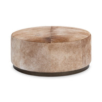 hair on hide iron round ottoman 