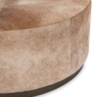 hair on hide iron round ottoman 