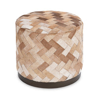 hair on hide iron round end table ottoman