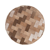 hair on hide iron round end table ottoman