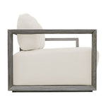 outdoor sofa weathered gray finish upholstered seat 