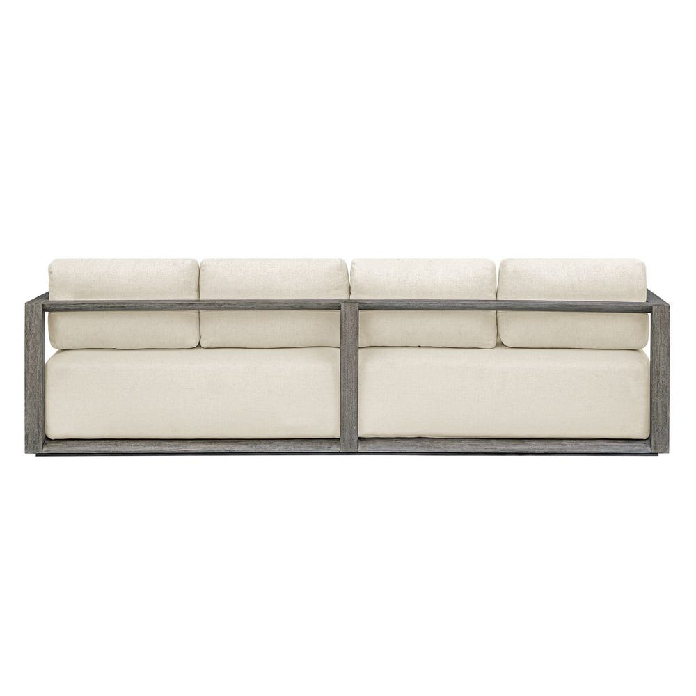 outdoor sofa weathered gray finish upholstered seat 