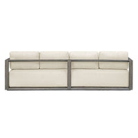 outdoor sofa weathered gray finish upholstered seat 