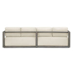 outdoor sofa weathered gray finish upholstered seat 