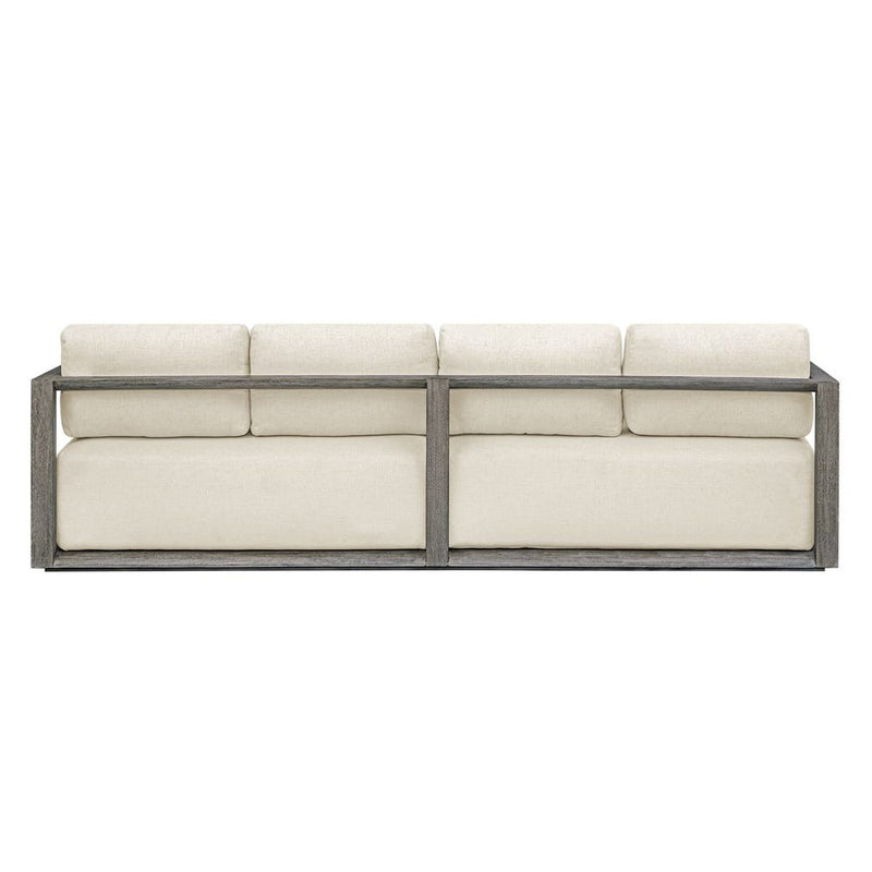 outdoor sofa weathered gray finish upholstered seat 