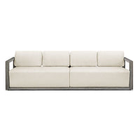 outdoor sofa weathered gray finish upholstered seat 