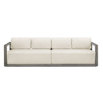 outdoor sofa weathered gray finish upholstered seat 
