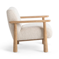 accent chair parawood boucle fabric white natural 