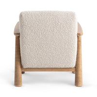 accent chair parawood boucle fabric white natural 