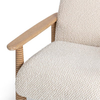 accent chair parawood boucle fabric white natural 