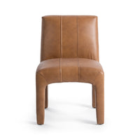 smooth top grain leather upholstered dining chair tan