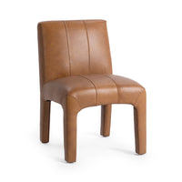 smooth top grain leather upholstered dining chair tan