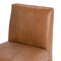 smooth top grain leather upholstered dining chair tan