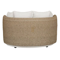 Wicker sofa bed with white cushion on a white background