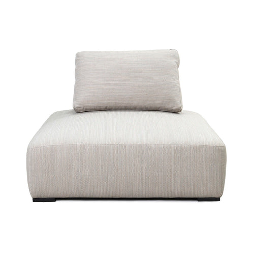 Classic Home Nico Outdoor Lounge Chair in beige, armless, modern design with thick, fade-resistant seat cushion, front view.