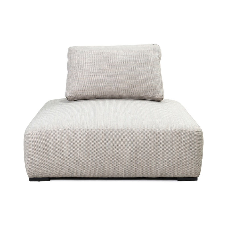 Classic Home Nico Outdoor Lounge Chair in beige, armless, modern design with thick, fade-resistant seat cushion, front view.