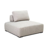 The Nico Outdoor Lounge Chair by Classic Home is a modern, armless light gray seat with a loose cushion and low black base.