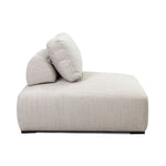 The Nico Outdoor Lounge Chair by Classic Home features a light gray, cushioned, fade-resistant seat shown from the side.