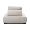 Front view of the Nico Outdoor Lounge Chair by Classic Home in light beige performance fabric with a cushioned backrest.