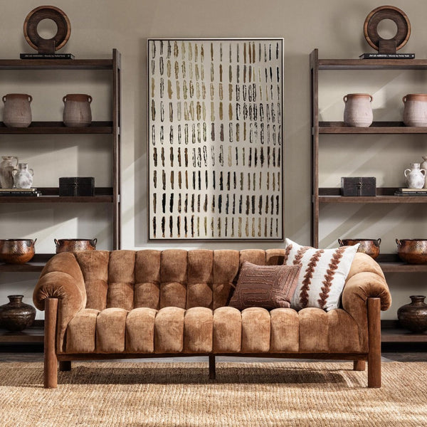 sofa bronze tufted polyester fabric 