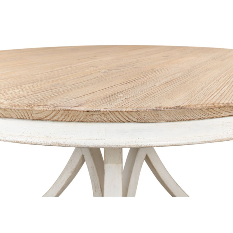 round dining table pine natural distressed whitewash