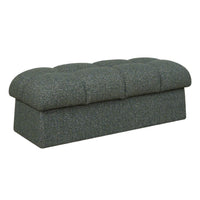 Blue and moss green upholstered quilted bench 