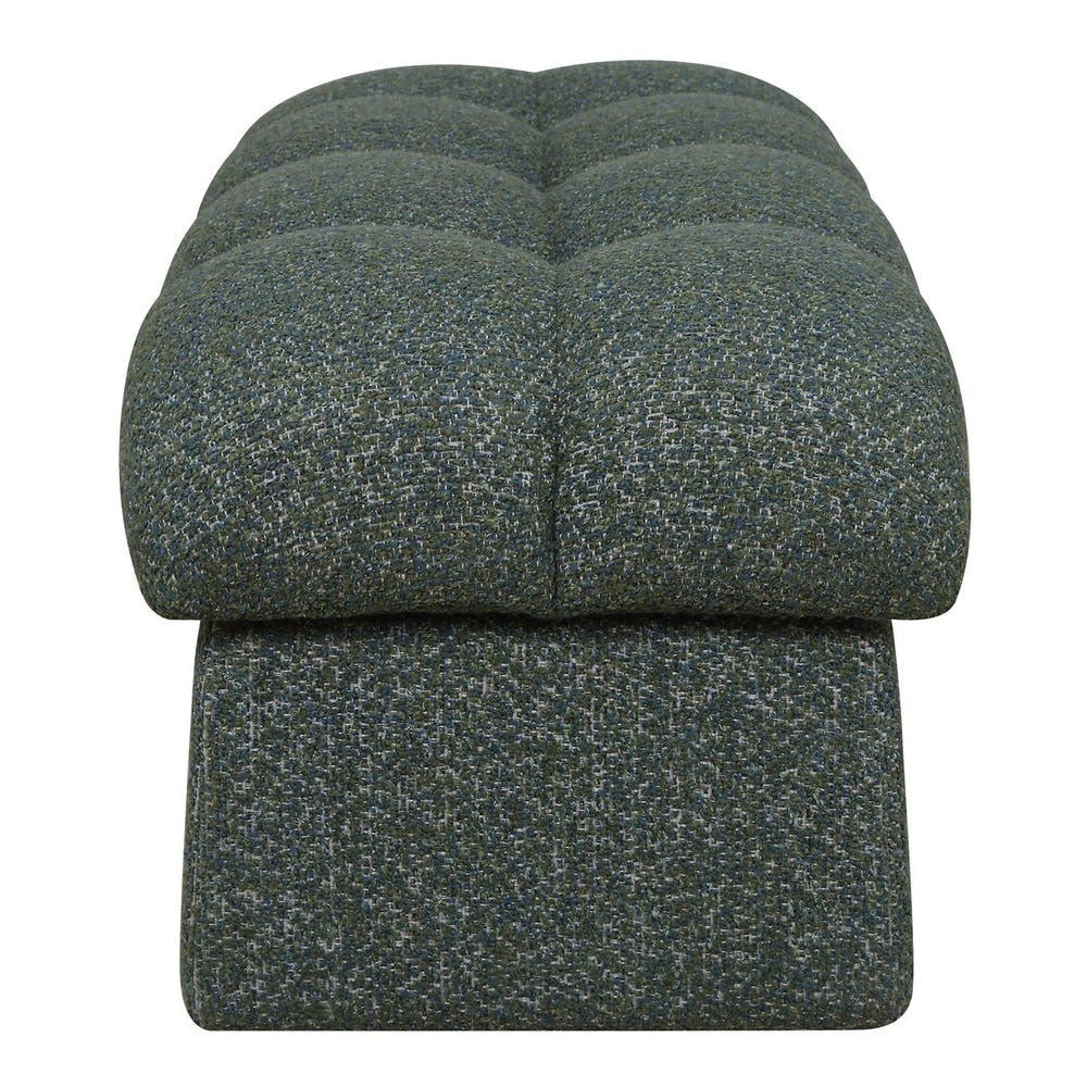 Green textured ottoman on a white background