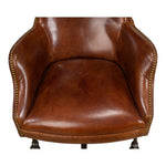 brown cigar leather wingback desk chair swivel casters