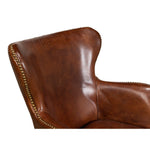 brown cigar leather wingback desk chair swivel casters