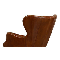 brown cigar leather wingback desk chair swivel casters