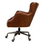 brown cigar leather wingback desk chair swivel casters