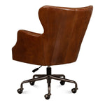 brown cigar leather wingback desk chair swivel casters