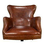 brown cigar leather wingback desk chair swivel casters