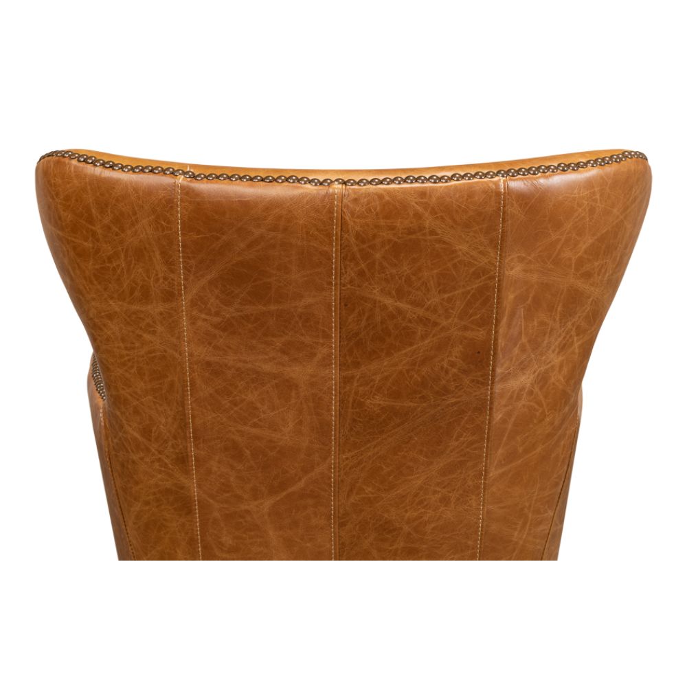brown leather wing desk chair casters