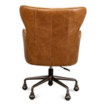 brown leather wing desk chair casters