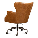 brown leather wing desk chair casters