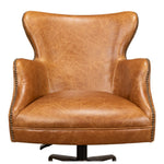 brown leather wing desk chair casters