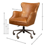 brown leather wing desk chair casters