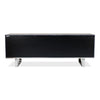 blueish grey leather credenza stainless steel finished iron base contemporary